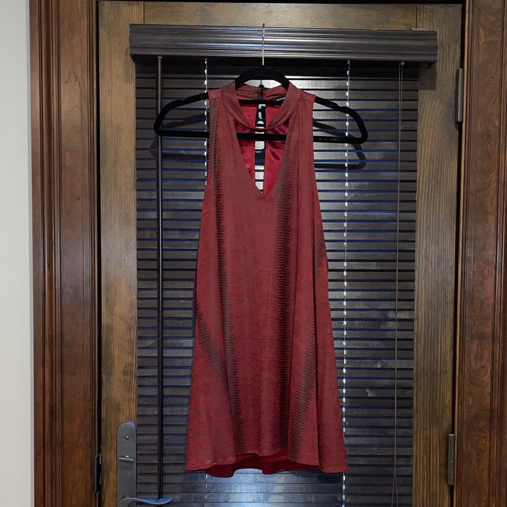 Olivaceous Dark Red Snake Skin Dress